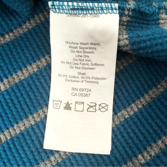 Columbia Along The Shore Striped Long Sleeve Henley Thermal Size L - Picture 7 of 8